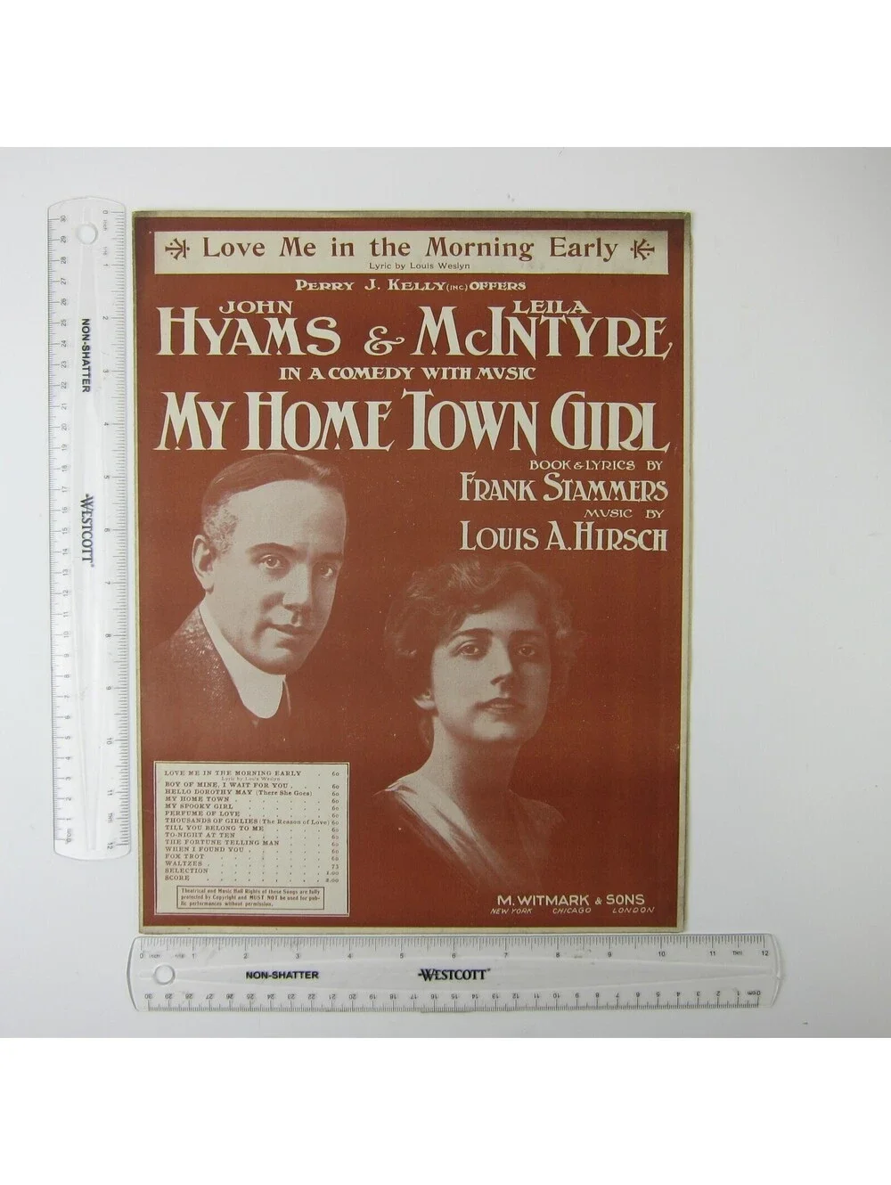 Sheet Music Love Me In The Morning Early My Hometown Girl Comedy Antique 1916